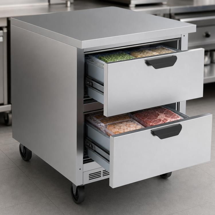 Product image #3 for Beverage-Air 32-Inch One-Section Worktop Freezer with 2 Drawers, 7.2 Cu. Ft., Flat Top