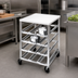 Thumbnail image #3 for Half-Size Mobile Aluminum Can Rack with Poly Top, 72 #10 Can Capacity
