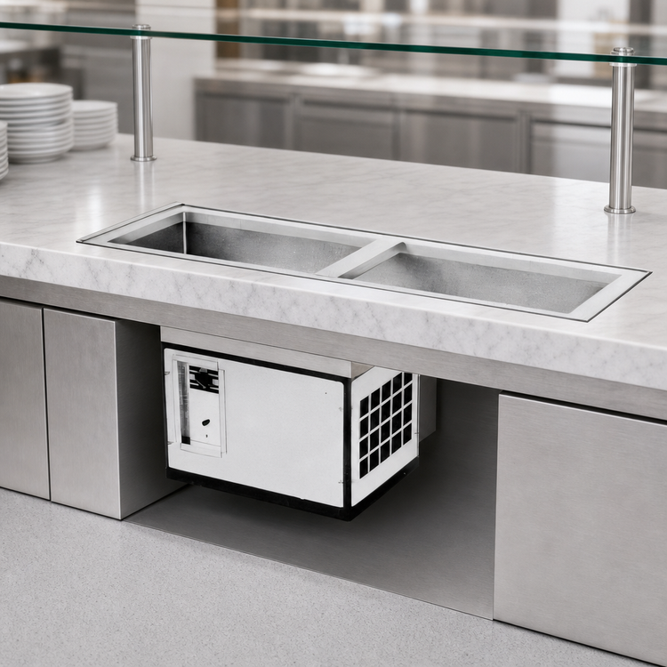 Product image #3 for Atlas Metal Slim-Line 2-Pan Self-Contained Refrigerated Drop-In Cold Well
