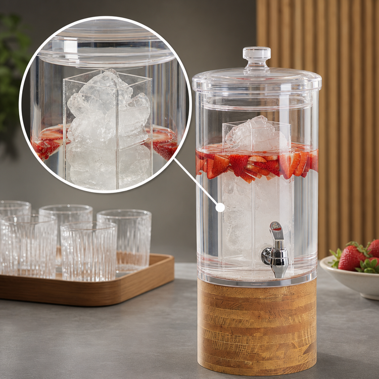 Product image #3 for Cal-Mil Madera Round Ice Beverage Dispenser, 1.5 Gallon, Polycarbonate Tank, Wood Base