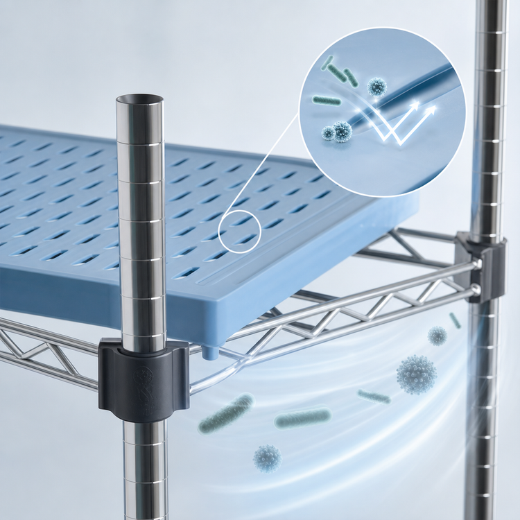 Product image #3 for QuadPLUS 54 x 24 Blue Polymer Louvered Shelf Mat with MICROGARD and Chrome QuadTruss Frame