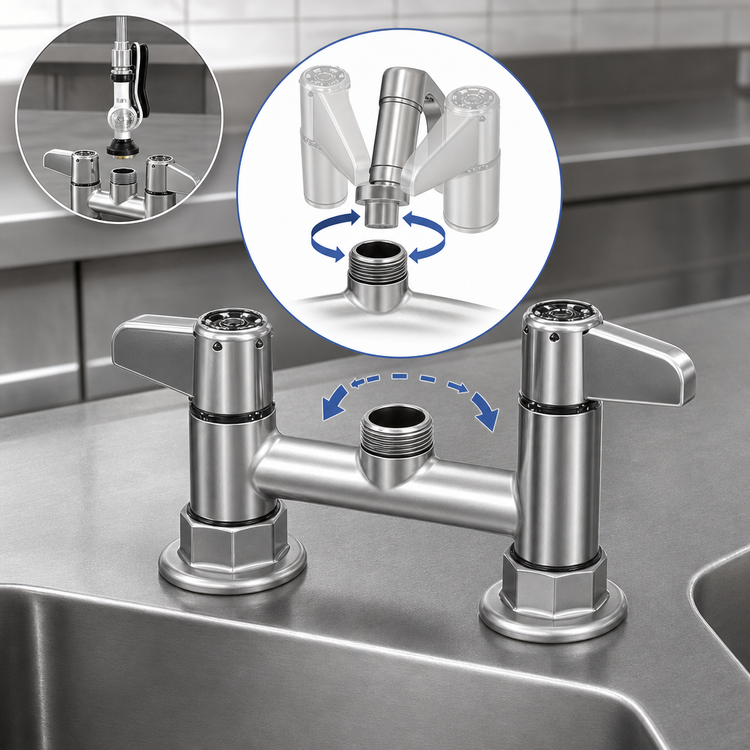 Product image #3 for equip 4-Inch Center Deck Mount Mixing Faucet, Less Nozzle, Swivel Outlet