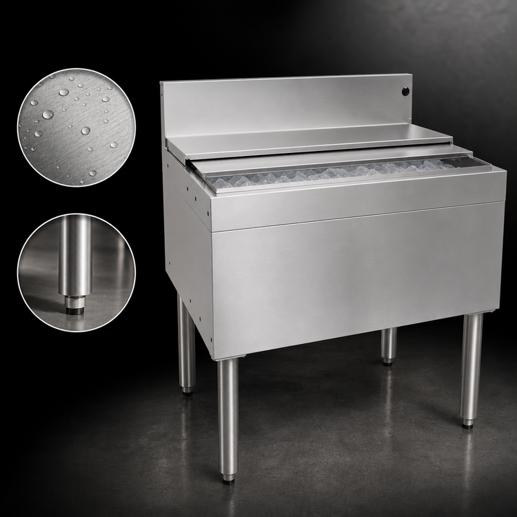 Product image #3 for Glastender IBB-30 Underbar Stainless Steel Ice Bin with Sliding Cover