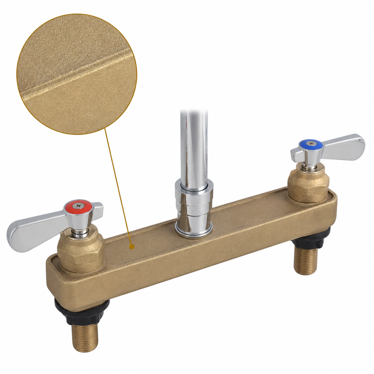 Product image #3 for OptiFlow Heavy Duty Deck Mount Faucet Body, 8-Inch Centers, No Spout, Lead Free