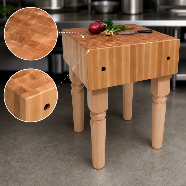 Product image #3 for John Boos Boos Block AB06 End Grain Hard Rock Maple Butcher Block Work Table with Oil Finish, 30 x 24 x 34 Inches