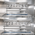 Thumbnail image #3 for Advance Tabco Adjustable Table-Mounted Stainless Steel Utensil Rack with 9 Plated Pot Hooks, 144 Inch Wide