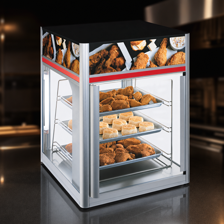 Product image #3 for Hatco Flav-R-Savor Countertop Hot Food Holding and Display Cabinet with 1 Door, 3-Tier Pan Rack, 120V
