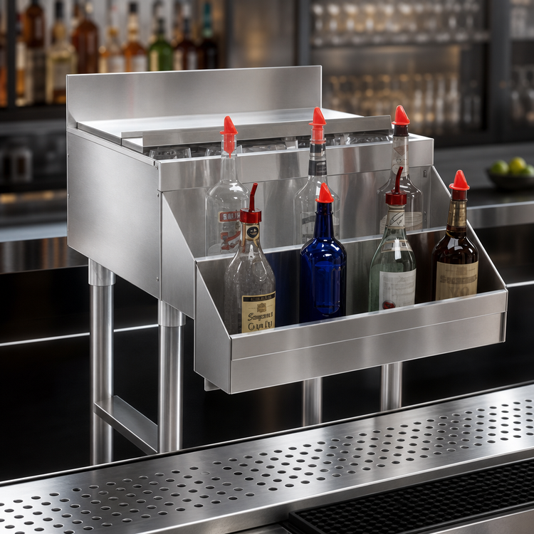 Product image #3 for Advance Tabco Underbar Basics 42-Inch Single-Tier Stainless Steel Hang-On Add-On Speed Rail