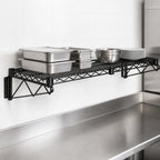 Thumbnail image #3 for Quantum WDWB2460BK Wall-Mount Cantilever Single Wire Shelf Kit, 60 x 24 Inches, Black Epoxy Antimicrobial Finish