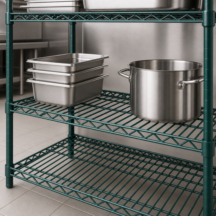 Product image #4 for Advance Tabco Special Value Series Heavy-Duty Green Epoxy Coated Wire Shelf, 54 Inch x 18 Inch