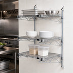 Thumbnail image #3 for Quantum WC54-CB2472C Wall-Mounted Cantilever Wire Shelving Starter Unit, 3 Shelves, 54-Inch Posts, Chrome Plated, NSF Listed