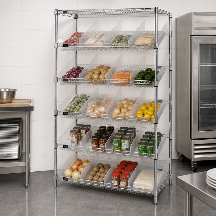 Product image #3 for Quantum 36-Inch x 18-Inch x 74-Inch Stationary Wire Shelving Bin Storage System with 24 Clear Bins