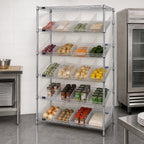 Thumbnail image #3 for Quantum WRS-7-108CL Stationary Wire Shelving Bin Storage System, 36 x 18 x 74 in, 24 Clear Bins, Chrome Finish, 7 Shelves