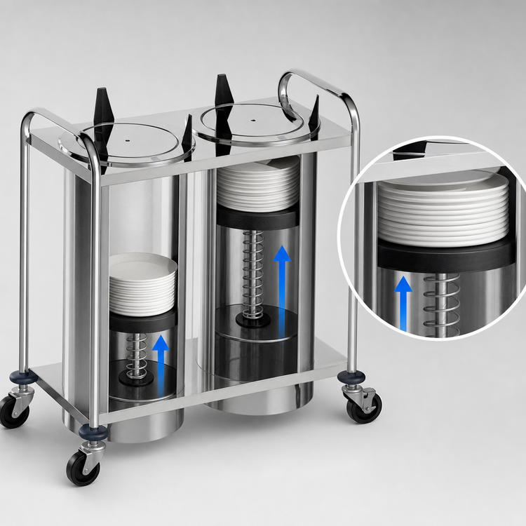 Product image #3 for Atlas Metal MOPD2-8-1/8 2-Stack Mobile Open Plate Dispenser for 8-1/8 Inch Round Plates