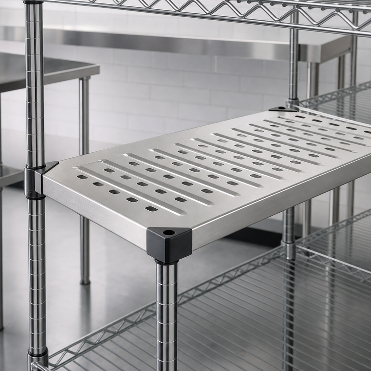 Product image #3 for Metro Super Erecta 48" W x 21" D Louvered/Embossed Stainless Steel Shelf