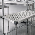Thumbnail image #3 for Metro Super Erecta 2148LS Stainless Steel Louvered/Embossed Shelf, 48"W x 21"D, Raised Ship's Edge