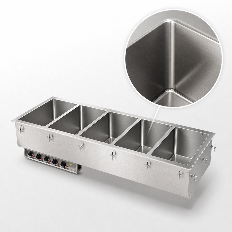 Product image #3 for Vollrath Five-Well Drop-In Hot Food Well Unit with Five 12" x 20" Marine-Grade Stainless Steel Wells