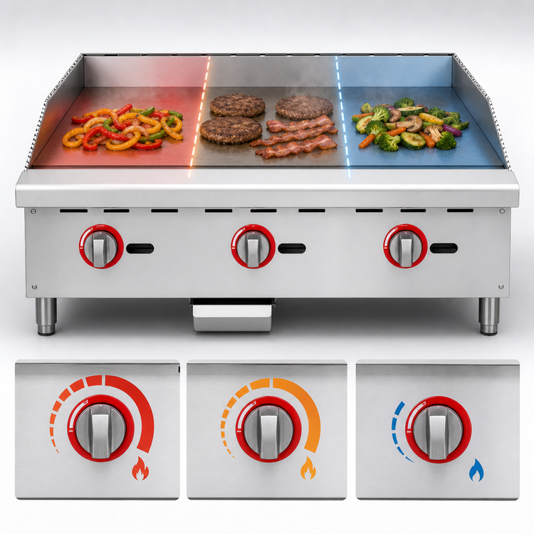 Product image #3 for Omcan USA 36-Inch Countertop Natural Gas Griddle with 3 Burners