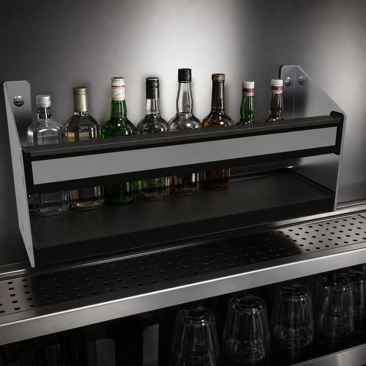 Product image #3 for Glastender SSR-14 Single Open Step-and-Rail Speed Rail, 14 Inch Wide