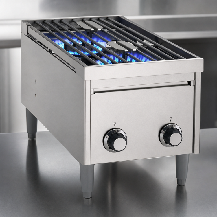 Product image #3 for Wells H-2412G 12-1/8-Inch Gas Countertop Hotplate, 2 Burners, Natural Gas