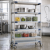 Thumbnail image #3 for MetroMax i Blue Mobile Polymer Shelving Starter Unit, 48W x 18D x 80H, 5-Tier with 4 Open Grid Shelves and 1 Solid Bottom Shelf