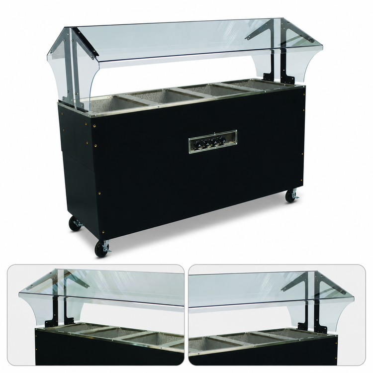 Product image #3 for Portable Electric Hot Food Buffet Table with Double-Sided Sneeze Guard, 4 Wells