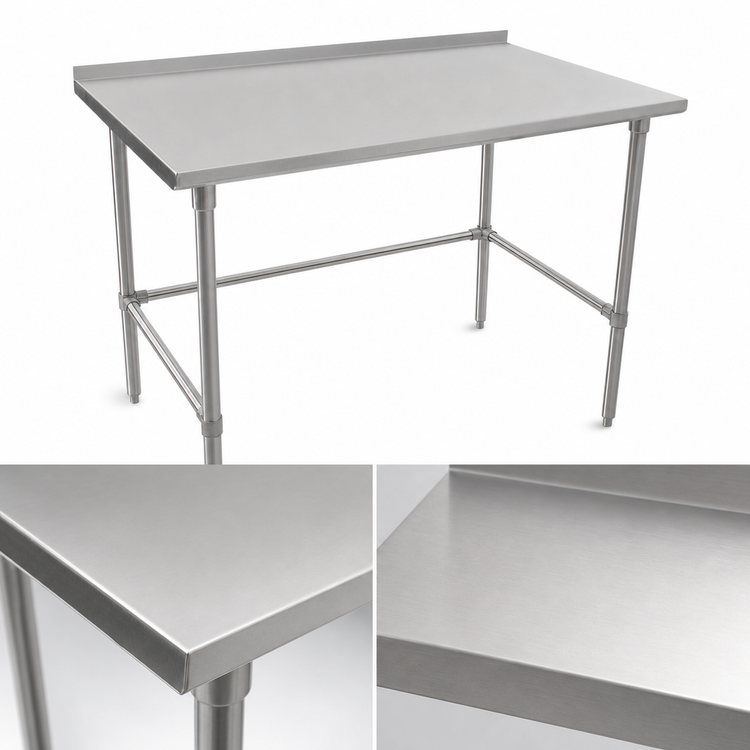 Product image #3 for John Boos Stallion 60" x 30" Stainless Steel Top Work Table with 1-1/2" Rear Backsplash