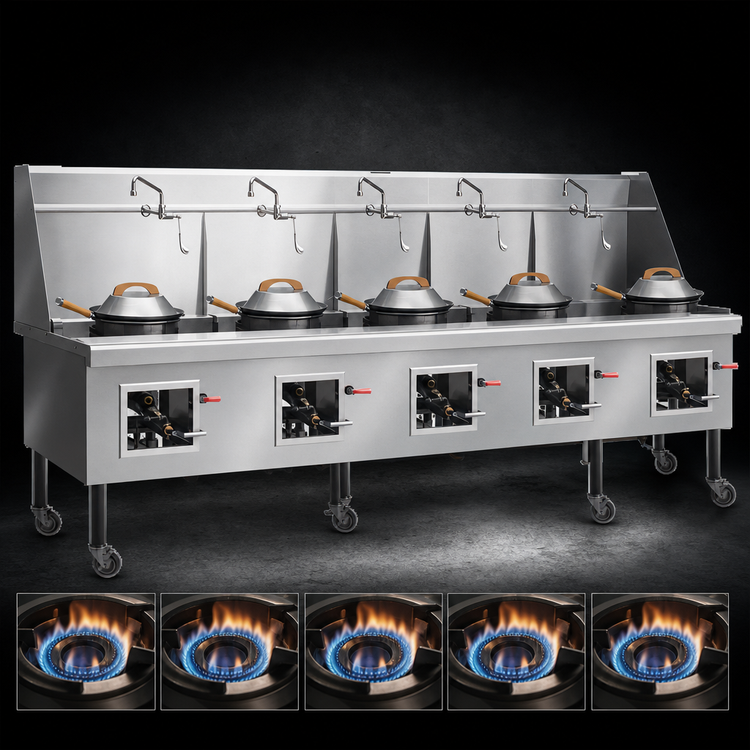 Product image #3 for Imperial ICRA-5 142-Inch Gas Wok Range with 5 Burners and Water-Cooled Top