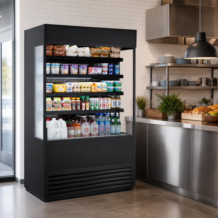Product image #3 for True 48-Inch Vertical Air Curtain Refrigerated Merchandiser with Glass Sides and 4 Adjustable Shelves