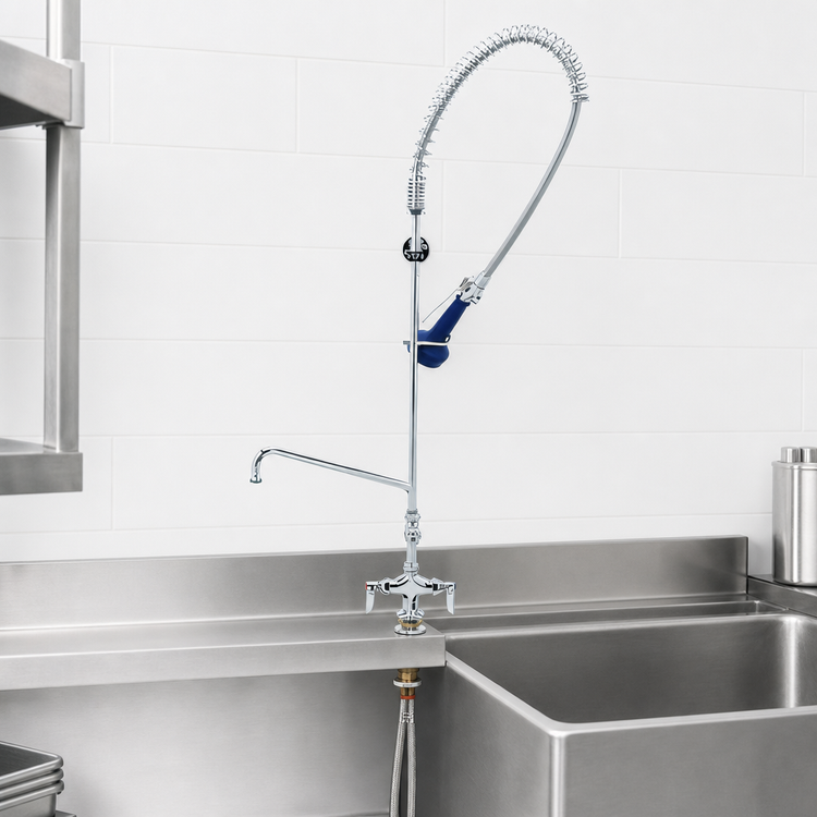 Product image #3 for T&S Brass EasyInstall Single-Hole Deck-Mount Pre-Rinse Unit with 10 Inch Swing Nozzle and Add-On Faucet