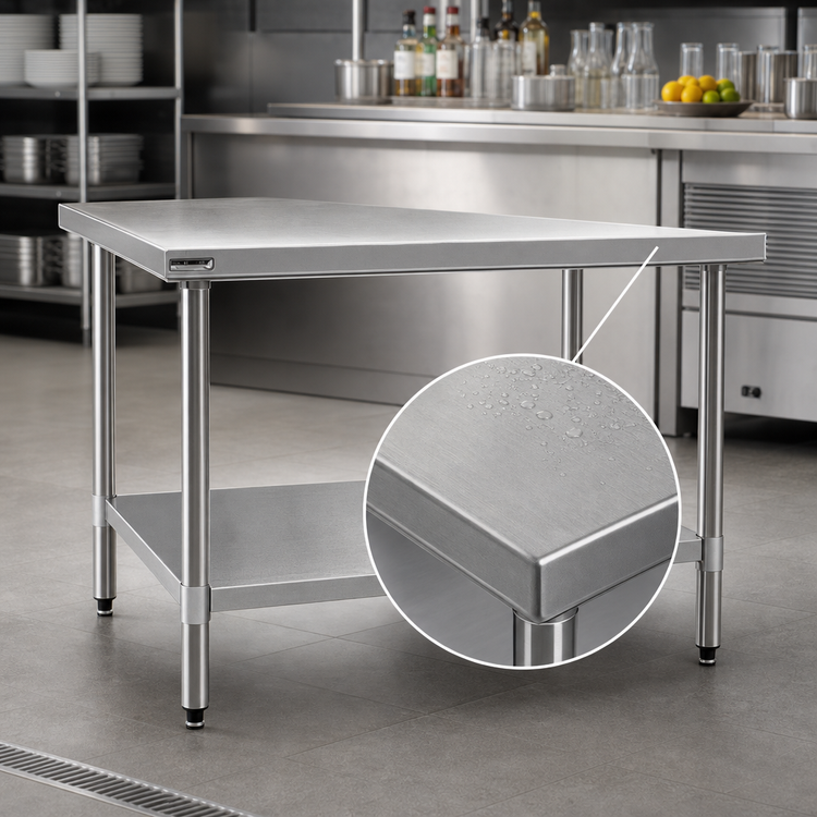 Product image #3 for Eagle Spec-Master Marine Series 108-Inch x 30-Inch 14-Gauge Stainless Steel Work Table with Adjustable Undershelf