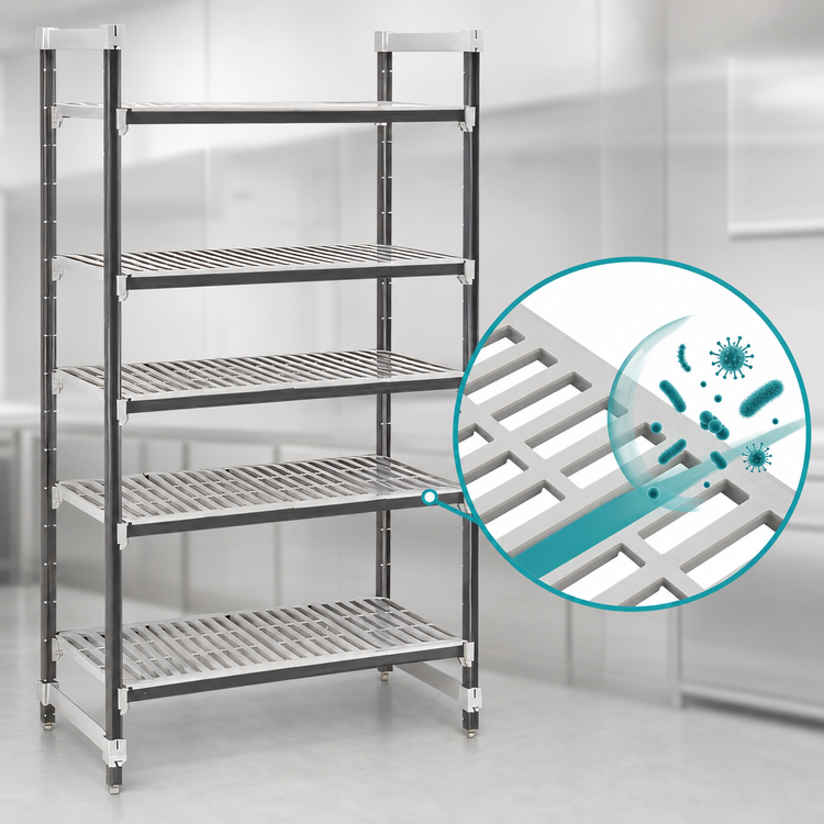 Product image #3 for Cambro Camshelving Elements XTRA 5-Tier Stationary Starter Unit, 21 x 48 x 72 Inches, Vented Polymer Shelving (EXU214872V5480)