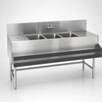 Thumbnail image #3 for Eagle Group Spec-Bar B4-3-L-24 3-Compartment Underbar Sink, 48 x 24 x 37 in, Left Drainboard, 304 Stainless Steel, Includes Faucet