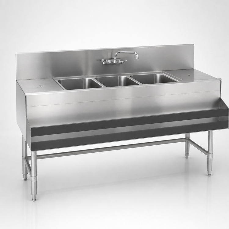 Product image #3 for Eagle Spec-Bar 3-Compartment Underbar Sink with Left Drainboard, 48 x 24 Inches