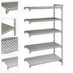 Thumbnail image #4 for Cambro Camshelving® Premium CPA245484VS5PKG 24" x 54" x 84" 5-Tier Add-On Polymer Shelving Unit, 4 Vented + 1 Solid Shelves
