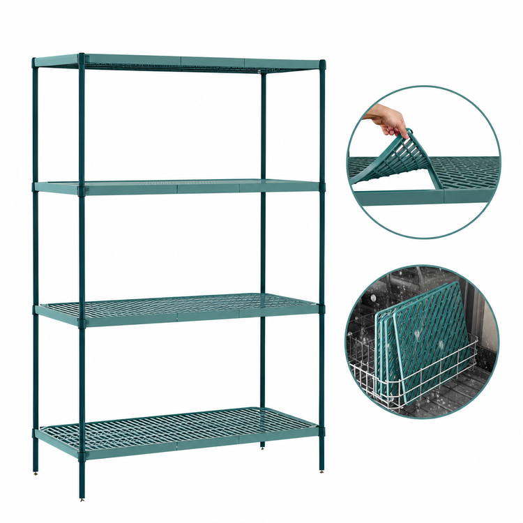 Product image #3 for Metro Super Erecta Pro 24"W x 54"D x 63"H 4-Shelf Stationary Polymer Shelving Starter Unit