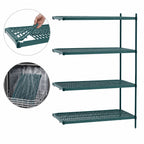 Thumbnail image #3 for Metro Super Erecta Pro PR-243063K3-A-4 Stationary 4-Shelf Green Add-On Shelving Unit with Polymer Mats, 24 x 30 x 63 Inches