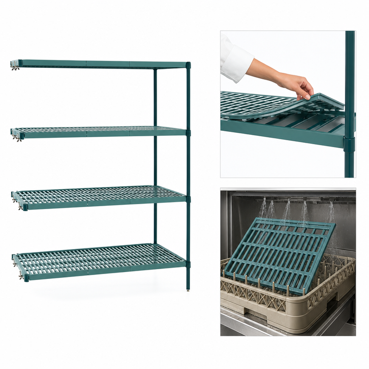 Product image #3 for Metro Super Erecta Pro Stationary Add-On Louvered Polymer Shelving Unit, 18" x 42" x 74"
