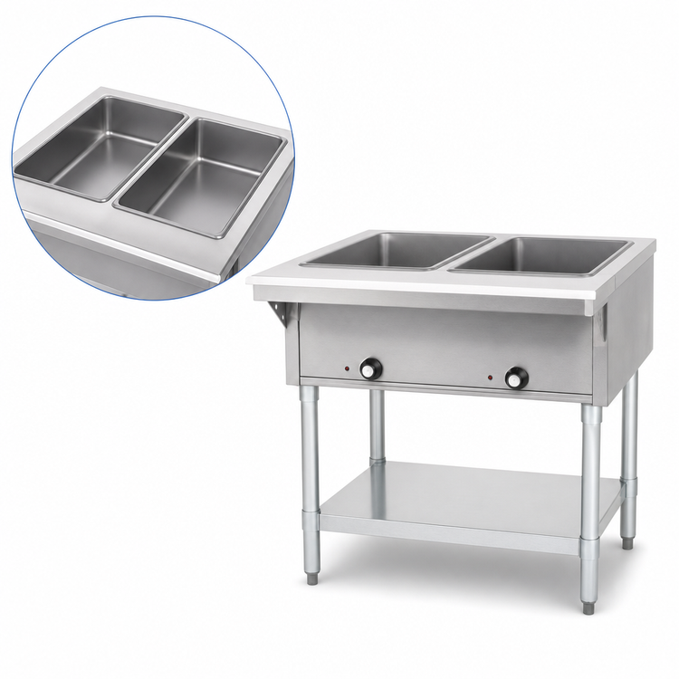 Product image #3 for Eagle Group 33-Inch Electric Hot Food Table, Open Base, 2 Dry Wells, 208V 3-Phase