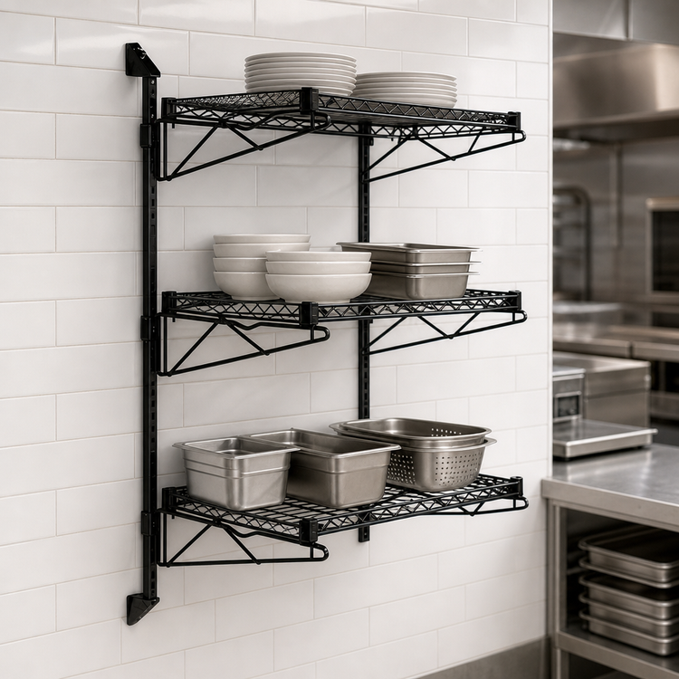 Product image #3 for Quantum Wall-Mounted Cantilever Shelving Starter Unit with 3 Wire Shelves