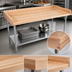 Thumbnail image #3 for John Boos Baker's Top Wood Work Table with 4-Inch Coved Riser and Galvanized Undershelf, 120 x 30 Inches