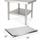 Thumbnail image #3 for John Boos SSK8-2424 24 x 24 Inch Stainless Steel Work Table Undershelf, 18 Gauge, 300 Series