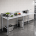 Thumbnail image #3 for 108-Inch x 24-Inch 430 Stainless Steel Underbar Work Table with 5-Inch Backsplash and Open Galvanized Base