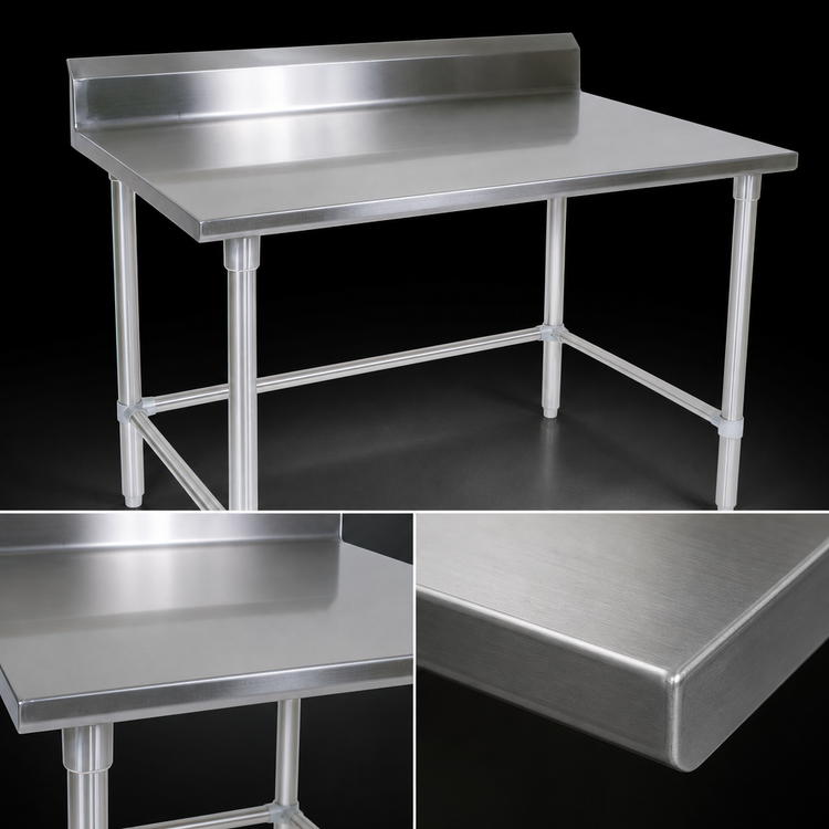 Product image #3 for John Boos Stallion 72" x 36" Stainless Steel Work Table with 5" Backsplash