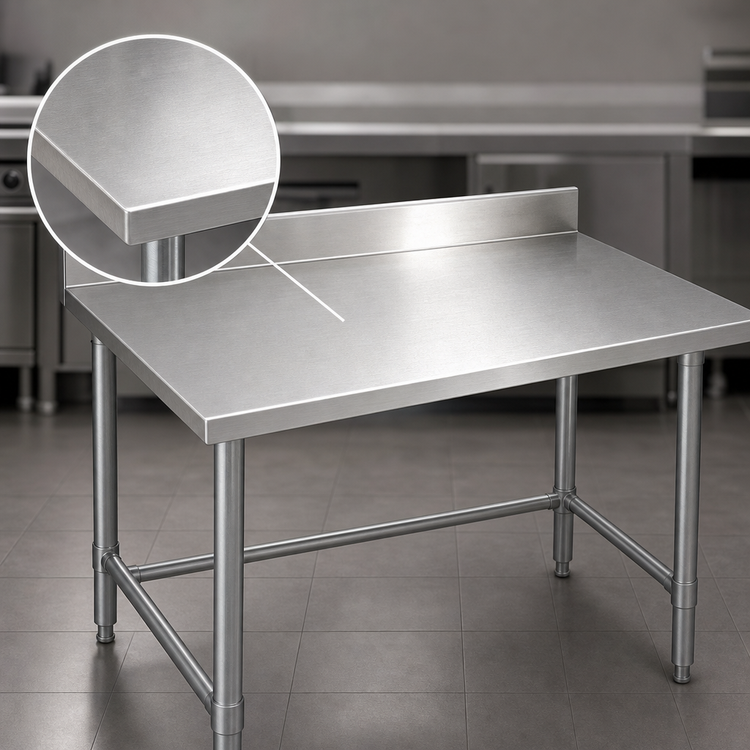 Product image #3 for Spec-Master 30 Inch x 24 Inch 14 Gauge Stainless Steel Work Table with 4-1/2 Inch Backsplash