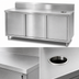 Thumbnail image #3 for John Boos 60-Inch x 36-Inch Stainless Steel Beverage Unit Cabinet Base with Hinged Doors, 5-Inch Backsplash, and Right-Side Trash Chute