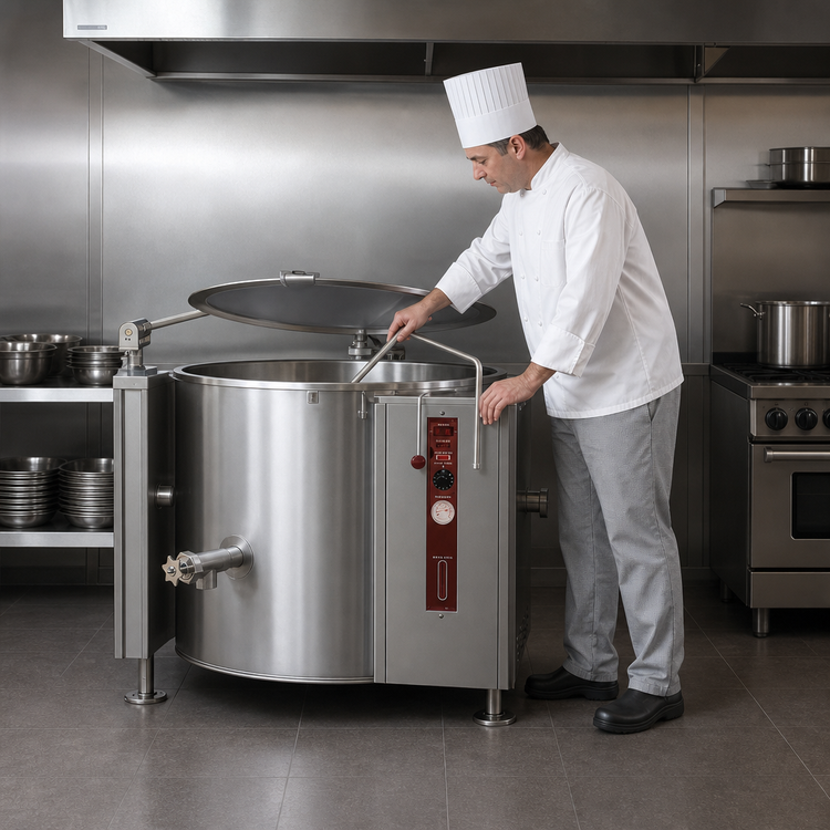 Product image #3 for Southbend Steam Short-Height 40-Gallon Gas Tilting Steam Kettle with 316 Stainless Steel Liner