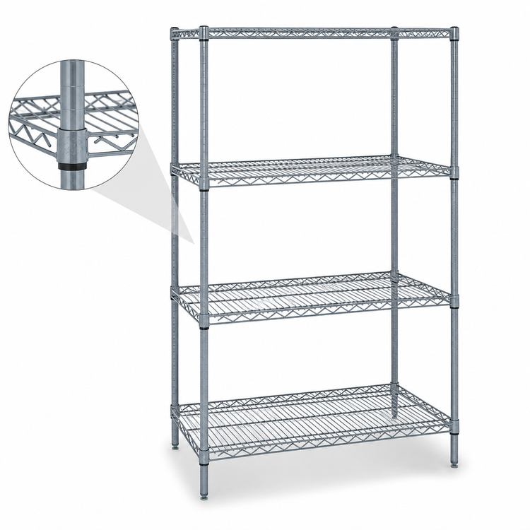Product image #3 for Quantum 54"W x 18"D x 74"H Stationary Gray Epoxy Wire Shelving Starter Kit, 4 Shelves