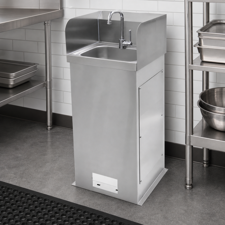 Product image #3 for John Boos Pro-Bowl Stainless Steel Freestanding Floor-Mount Hand Wash Sink with 14 x 10 x 5-Inch Bowl, Side Splashes, and 9-3/4-Inch Backsplash
