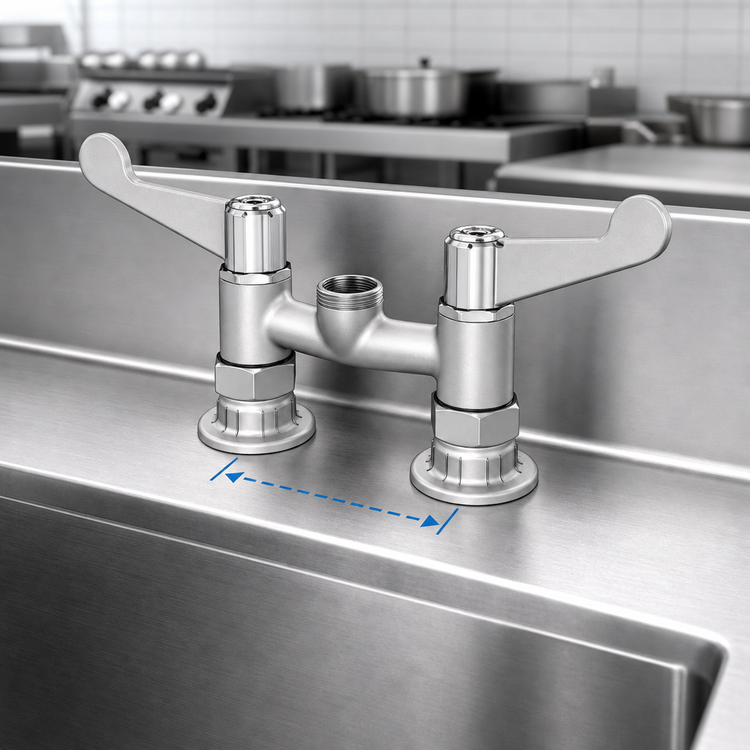 Product image #3 for equip 4-Inch Centers Deck Mount Swivel Base Faucet with Ceramic Cartridge, Wrist Handles, Less Nozzle
